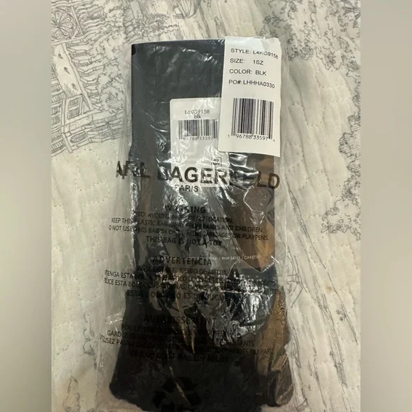 KARL LAGERFELD PARIS Logo Knit Fip Top Mittens NWT - Picture 4 of 5